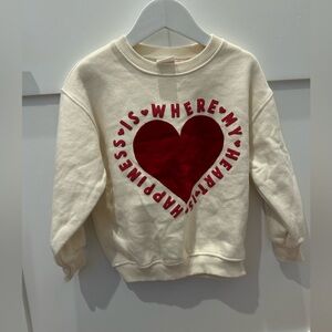 Zara Cream Heart withText Sweatshirt